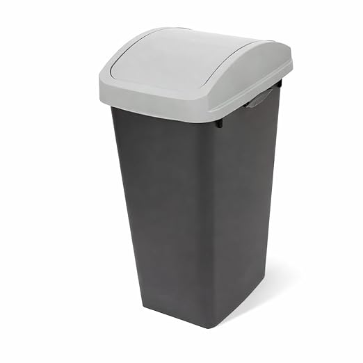 SKYREN 13 Gallon Kitchen Trash Can with Swing Top Lid, Plastic Garbage Bin for Home, Office, and Kitchen Waste, Large Capacity Wastebasket, Light Gray (12 Gallon) by Unknown