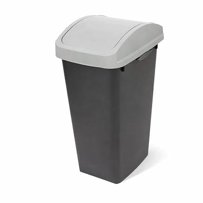 SKYREN 13 Gallon Kitchen Trash Can with Swing Top Lid, Plastic Garbage Bin for Home, Office, and Kitchen Waste, Large Capacity Wastebasket, Light Gray (12 Gallon) by Unknown