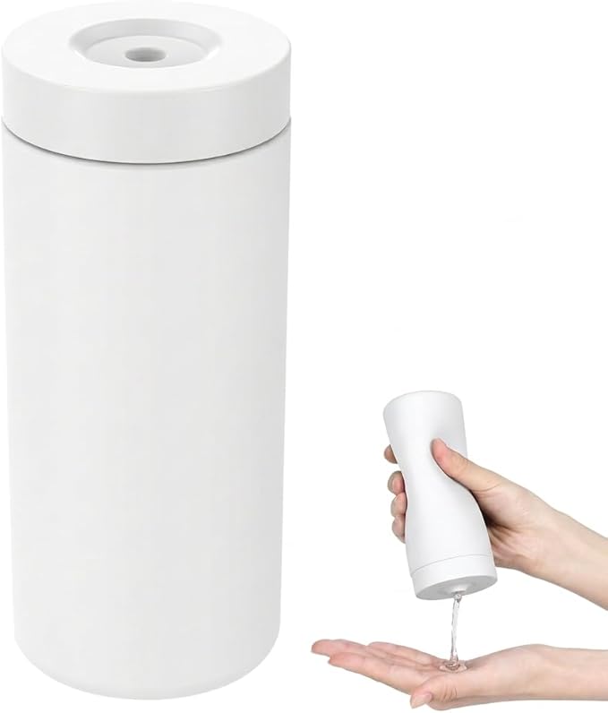 Dish Soap Dish Dispenser, 240ml Silicone Squeeze Washing Up Liquid and Hand Soap Refillable Bottles, Dishwashing Liquid Dispensing for Kitchen & Bathroom (White)
