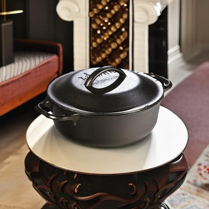 Lodge Cast Iron Dutch Oven - Loop Handle Cooking Vessel - Even Heat Retention - Oven-Safe, Versatile Pot - 2 Quart - Image 5