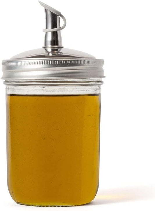 Jarware Stainless Steel Oil Cruet Lid, Wide Mouth Mason Jar Pour Spout Lid