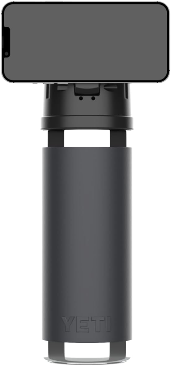 WaterLink MagSafe Compatible Lid for YETI Rambler Chug Cap, AirTag Holder, Magnetic Phone Stand (Black, with Handle)