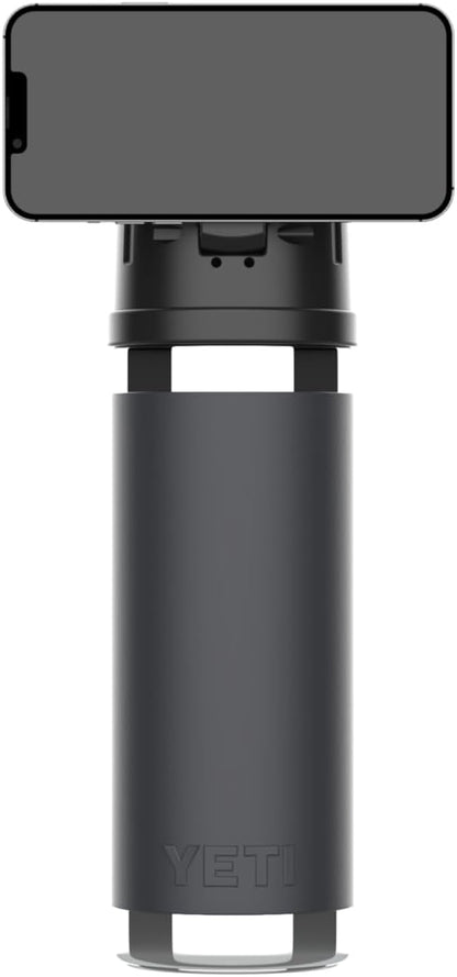 WaterLink MagSafe Compatible Lid for YETI Rambler Chug Cap, AirTag Holder, Magnetic Phone Stand (Black, with Handle)