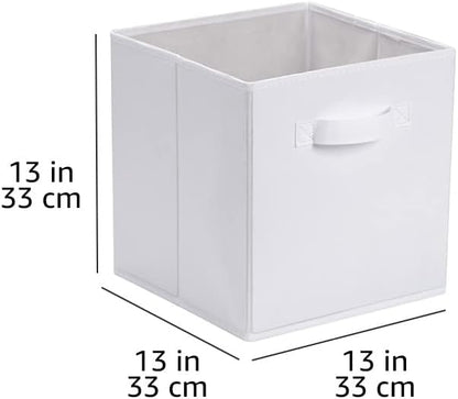 Amazon Basics Collapsible Fabric Storage Bins with Handles, Cube Organizer, 13"x13"x13", White, 6-Pack - Image 5