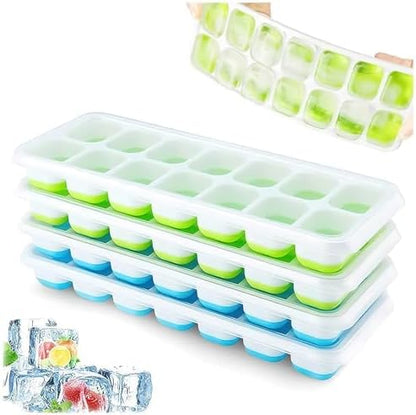 Ice Cube Trays 4 Pack, Airabc Silicone with Removable Lid, Easy-Release Flexible 14-cube Trays, LFGB Certified and BPA Free, Stackable Covers for Cocktail, Freezer - Image 8