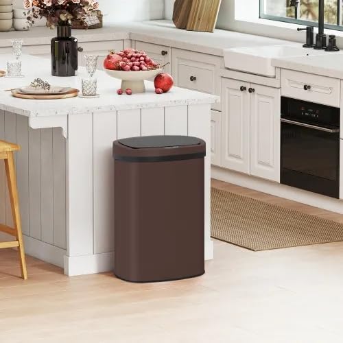 13 Gallon Automatic Trash Can with Lid, Touch Free Stainless Steel Kitchen Trash Can Touchless Garbage Can 50L High Capacity Electronic Sensor Trash Bin Waste Bin for Room Kitchen Office (Brown) - Image 7