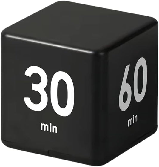 Feilifan Flip Timer, Productivity Cube Timer for Kitchen Studying Workout Classroom Kids ADHD 15-20-30-60 Minute Preset, Black