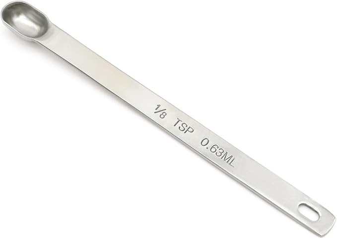 1PCS 1/8tsp (0.63ml) Single Measuring Spoon, Stainless Steel Long Handle Individual Teaspoons Only by BERYLER