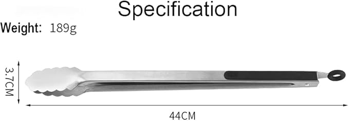 BBQ Tongs for Grilling, 17" Long Kitchen Cooking Stainless Steel Heavy Duty Locking Grill Tongs with Soft Grip Silicone Handle - Image 2