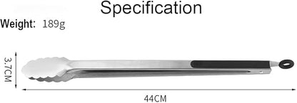 BBQ Tongs for Grilling, 17" Long Kitchen Cooking Stainless Steel Heavy Duty Locking Grill Tongs with Soft Grip Silicone Handle - Image 2