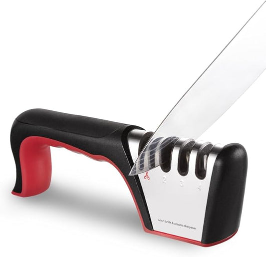 Brigii 4-in-1 Knife Sharpener, Kitchen Knife Accessories for Ceramic Knives, Steel Knives and Scissors, Aiding in Repair, Restoration, and Polishing of Blades by Brigii