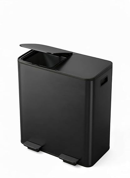 Garvee Double Trash Can, 2 x 8 gal (2 x 30 L) Garbage Can for Kitchen Dual Compartment Recycling Kitchen Step Trash Bin, Stainless Steel Trash and Recycle Bin Combo with Soft-Close Lid,Black - Image 7