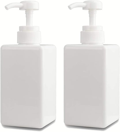 Pump Bottle, Refillable Plastic Empty Lotion Soap Dispenser Liquid Container for Bathroom Shampoo and Body Wash, 15oz/450ml White 2 Pack