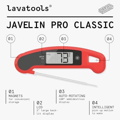Lavatools Javelin® PRO Classic Ultra-Fast 2-Second Professional Digital Instant Read Meat Thermometer for Grill and Cooking, Auto-Rotating Backlit Display, IP65 Water Resistant – Olive - Image 3