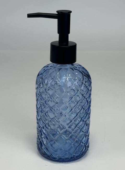 Topsky Gem Glass Soap Dispenser with Black Plastic Pump, 13oz Liquid Hand Soap Dispenser, Rustproof Pump for Kitchen & Bathroom, Great for Lotions, Essential Oil, Liquid Soaps-Blue - Image 8