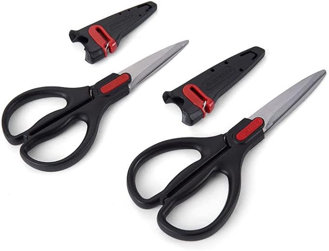 Farberware All Purpose and Utility scissors with Edgekeeper Sharpening Sheaths, Strong and Durable Multi Use Scissors, 2-Piece, Black/Red - Image 7