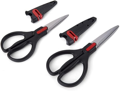 Farberware All Purpose and Utility scissors with Edgekeeper Sharpening Sheaths, Strong and Durable Multi Use Scissors, 2-Piece, Black/Red - Image 7
