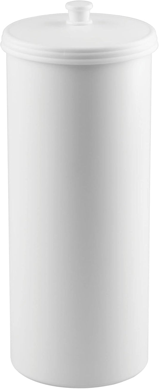 iDesign Freestanding Bathroom Toilet Paper Storage Holder with Lid for 3 Extra Rolls, White