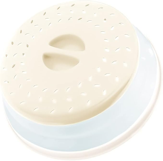 Collapsible Microwave Splatter Cover, Microwave Plate Cover With Steam Vent，BPA-Free Silicone & Plastic (Light blue, 10.5IN)