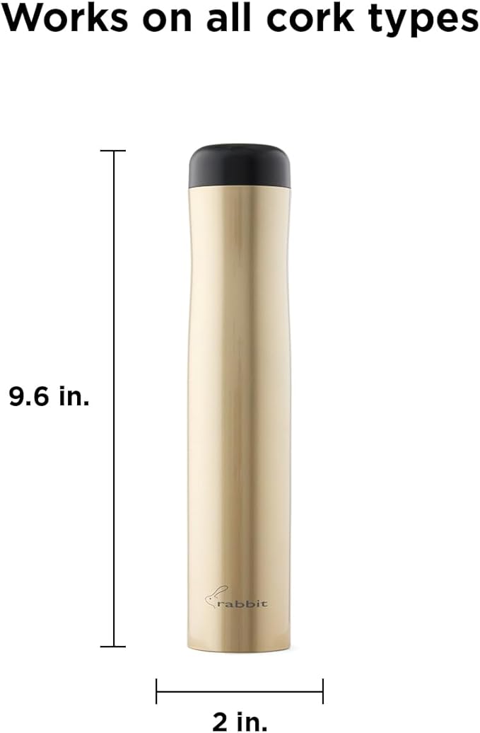 Rabbit Electric Wine Opener, Automatic Corkscrew with Built-In Foil Cutter, Removes Cork in Seconds, Gold - Image 2