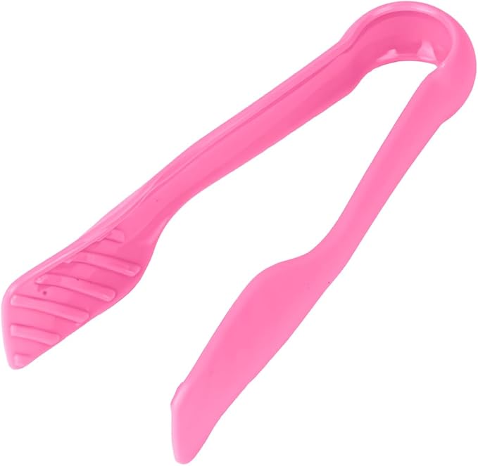 DecorRack 3 Pcs 6” x 8” x 10” Multi Colored Plastic Tong Set, 3 Pack Durable BPA-Free Quality Heavy Duty Perfect for BBQ, Grilling, Salad, Buffets and Kitchen (Pink, Red)