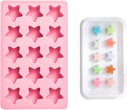 Cute Ice Cube Trays Silicone Chocolate Mold Wax Melt Molds Easy Release Ice Trays Non-Stick Chocolate Soap Pudding Jello Ice Cube Tray (Star)