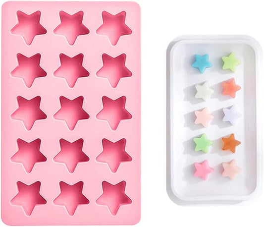 Cute Ice Cube Trays Silicone Chocolate Mold Wax Melt Molds Easy Release Ice Trays Non-Stick Chocolate Soap Pudding Jello Ice Cube Tray (Star)