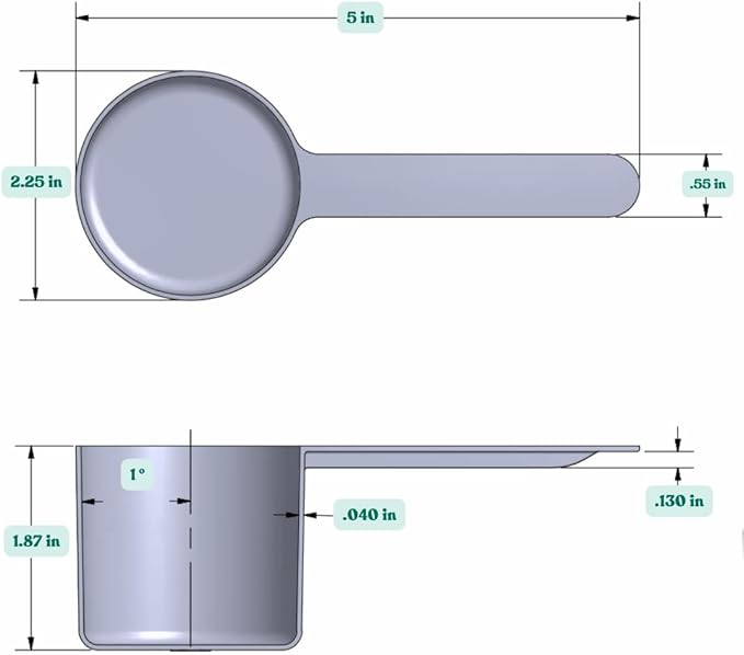 106 mL (106 CC | 3.58 Oz.) Long Handle Plastic Measuring Scoop for Coffee, Protein Powder, Pet Food, Spices, Grains, Dry Goods – Food-Grade BPA-Free (Pack of 1) - Image 2