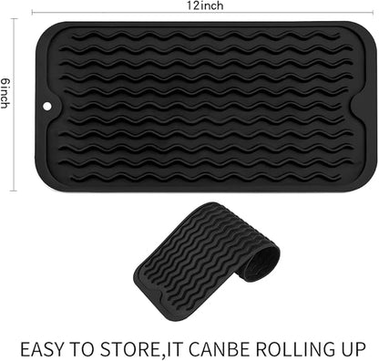 MicoYang Silicone Dish Drying Mat for Multiple Usage,Easy clean,Eco-friendly,Heat-resistant Silicone Mat for Kitchen Counter or Sink,Refrigerator or Drawer Liner Black S 12 inches x 6 inches - Image 2