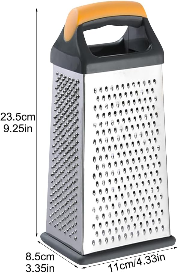 Cheese Grater, 4-Sided Box Grater with Handle, Stainless Steel Graters, Vegetable Slicer, Kitchen Food Shredder for Grate Cheeses, Shred Veggies Kitchen Gadgets Tools(9.25inch)
