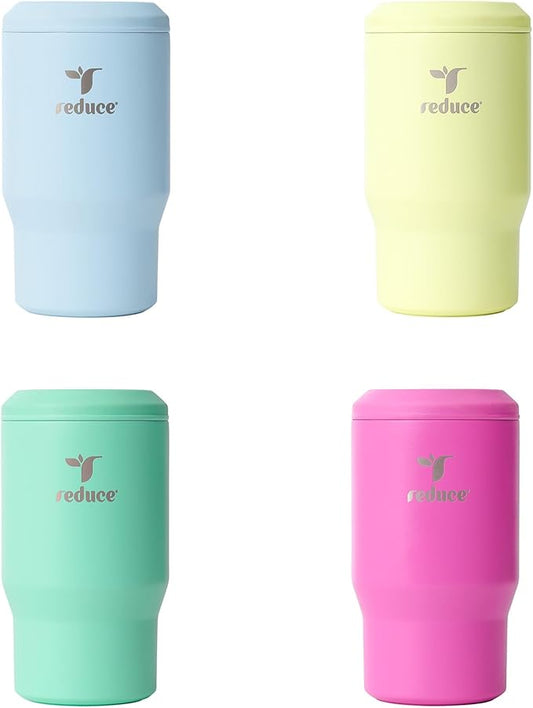 Reduce 4-in-1 Drink Cooler - Versatile Can & Bottle Holder with Vacuum Insulation-Keeps Drinks Cold Up to 4 Hours-Includes Bottle Opener-Fits Cupholders & Dishwasher Safe- 14oz - Leisure Hour - 4 Pack