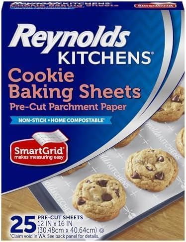 Reynolds Kitchens Cookie Baking Sheets,Pre-Cut Parchment Paper,600 Sheets Total,25 Count (Pack of 24) by ReynoldsConsumerProducts