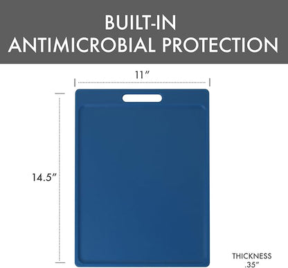 Dexas NSF Certified Polysafe Cutting Board with Handle, 11 x 14.5 Inches, Reversible Kitchen Cutting Board, Blue