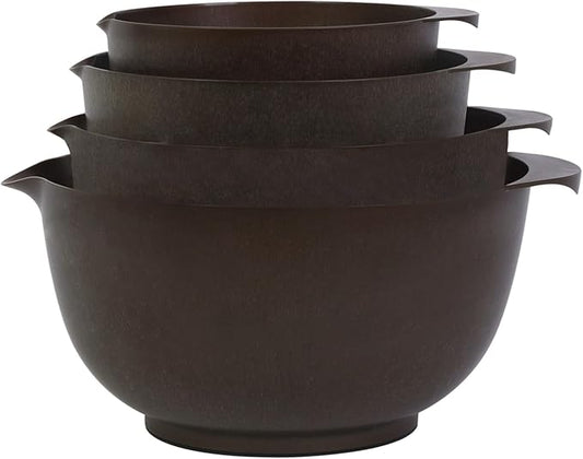 BoxedHome 4 Quart Large Plastic Mixing Bowls, Microwave Safe Mixing Bowl Set with Pour Spout, Nesting Bowls for Space Saving Storage(brown) by BoxedHomeProducts