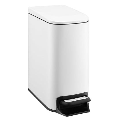 TIPGO Slim Bathroom Trash Can with Lid Soft Close, Step Pedal, 6 Liter / 1.6 Gallon Stainless Steel Trash Bin, Small Garbage Cans for Bedroom, Office, Kitchen (White) by TIPGO