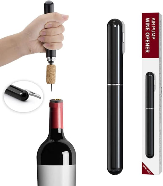 IPEROT Wine Bottle Opener, IPEROT Air Pressure Wine Corkscrew With Cutting Wine Bottle Foil Knife, Effortlessly Open Wine Bottles Without Damaging Corks, Easy-to-Use(Black)