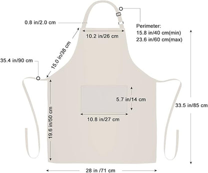Jubatus 2 Pack 100% Cotton Aprons with 2 Pockets Cooking Chef Kitchen Adjustable Bib Apron for Women Men, Beige - Image 7
