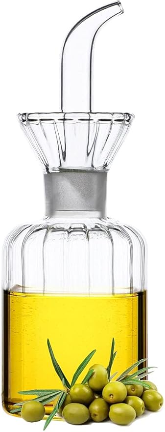 HAIZEEN 5 oz Glass Oil Dispenser Bottle,No Funnel Needed Cruet Decanter by CareforYourHealth