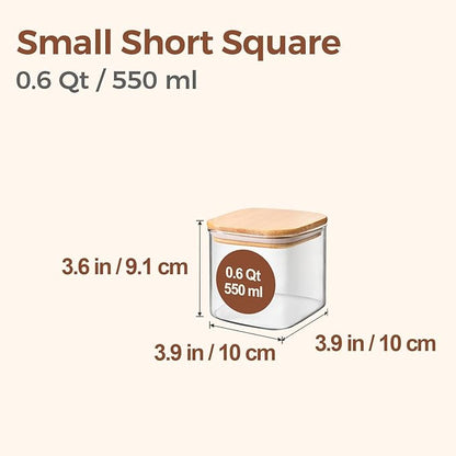 ComSaf 0.6 Qt Glass Food Storage Jars Set of 6, Clear Storage Containers with Airtight Lids, Pantry Organization Jar, Spice Jar, Blooming Tea, Coffee and Sugar Container, Canister Set for Kitchen - Image 2