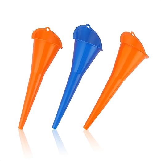 Oil Funnel 3-Pack, Multi Function Plastic Long Neck Oil Funnel - for All Automotive Oils Lubricants Engine Oils Water Diesel Fuel Kerosene by Aferrizu