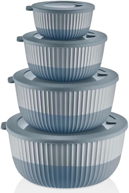 Mixing Bowls with Lids, 8-Piece Airtight Leak-Proof Nesting BPA-Free Bowl Set for Kitchen & Food Storage, Large 4200ml Capacity, Microwave & Dishwasher Safe