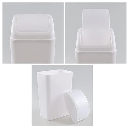 Plastic Waste Bin with Swing Lid, 14 Liter Garbage Can, 1 Pack (White) - Image 3