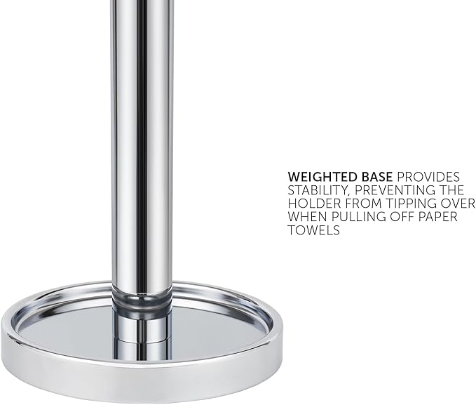 Ivilon Countertop Paper Towel Holder - Steady and Easy Tear - Fits All Paper Towel Rolls - Chrome - Image 4