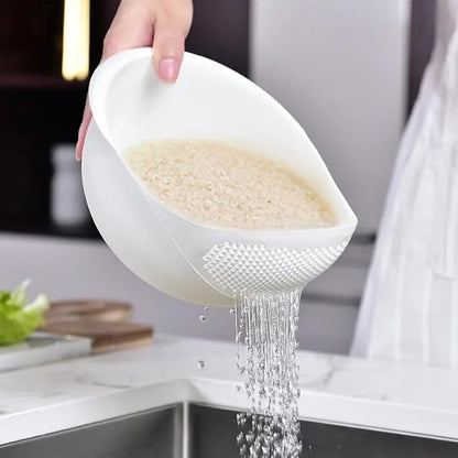 Rice Sieve Plastic Colander Kitchen Drain Basket with Handles Rice Bowl Strainer Strainer Basket Sink Drain Kitchen Tools (pink)