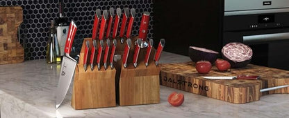 Dalstrong 18-Piece Gladiator Colossal Knife Block Set (Red Handles) — German High-Carbon Steel, Full-Tang, Hand-Sharpened — For Home Chefs, Wedding Registries & Serious Kitchens — Acacia Block, NSF - Image 9