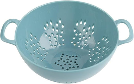 Heavy Duty 6 Inch Food Colander,Large Capacity Vegetable Strainer with Double Handles,Plastic Multipurpose Fruit Draining Basket for Kitchen(Light Blue)
