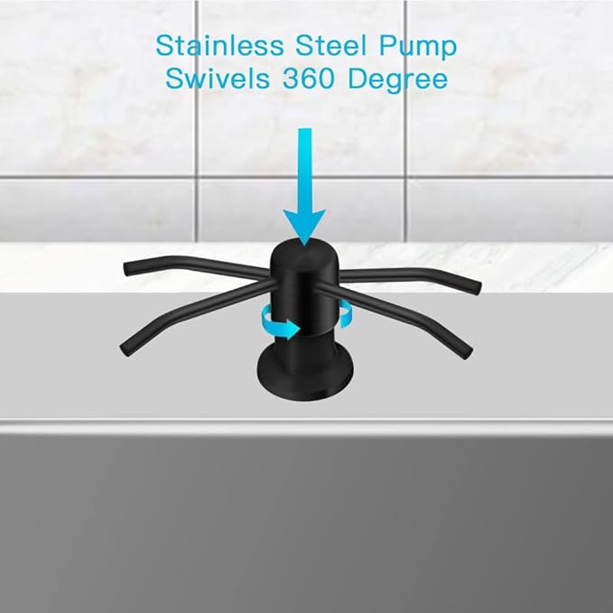 OHiHi Dish Soap Dispenser for Kitchen Sink, Countertop Sink Soap Dispenser Water Pump with 47” No-Spill Extension Tube Kit Design for Kitchen Bathroom, Easy to Press, No More Refills （Black） - Image 2