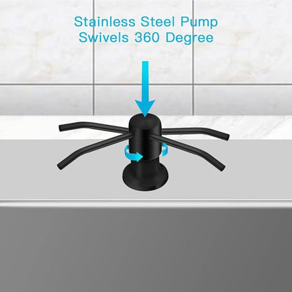 OHiHi Dish Soap Dispenser for Kitchen Sink, Countertop Sink Soap Dispenser Water Pump with 47” No-Spill Extension Tube Kit Design for Kitchen Bathroom, Easy to Press, No More Refills （Black） - Image 2