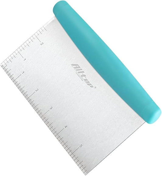 ALLTOP Bench Scraper & Chopper for Kitchen - Ideal Baking Essential Utensil,Stainless Steel Pastry/Dough/Food Cutter Tool for Cake Pizza Bread,Cooking - 1 Pack,Blue by ALLTOP