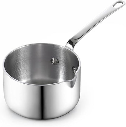 Cooks Standard Stainless Steel Butter Warmer 0.29 QT, Multi-Ply Clad Small Sauce Pan, 270ml Mini Butter Chocolate Milk Melting Pot with Pour Spout Cooking Pot ideal for Chefs, Baristas